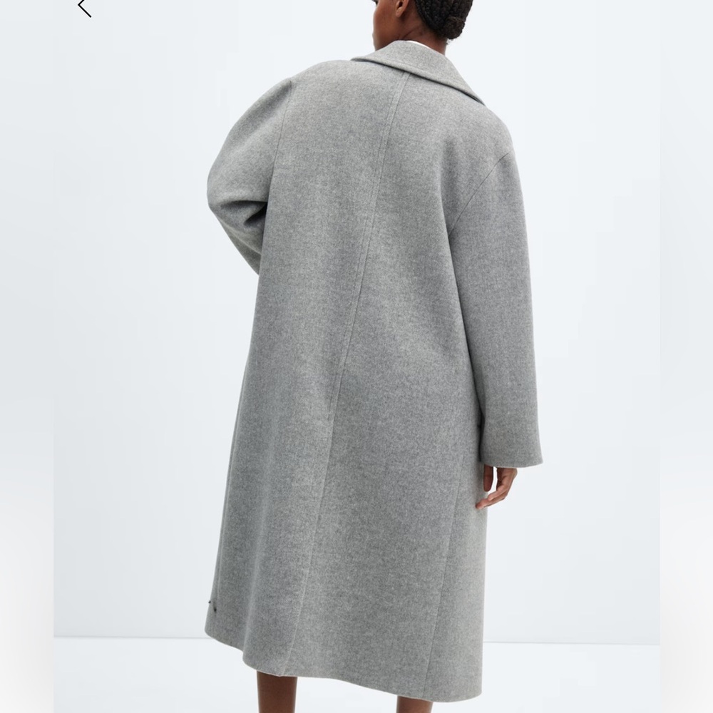 Mango Elegant Gray Double-Breasted Pea Coat - Picture 3 of 6